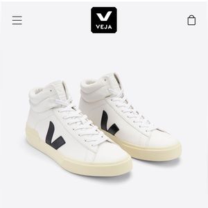 VEJA Minotaur Hightop Sneakers Chromefree Leather White Black Butter Size 40 EUR